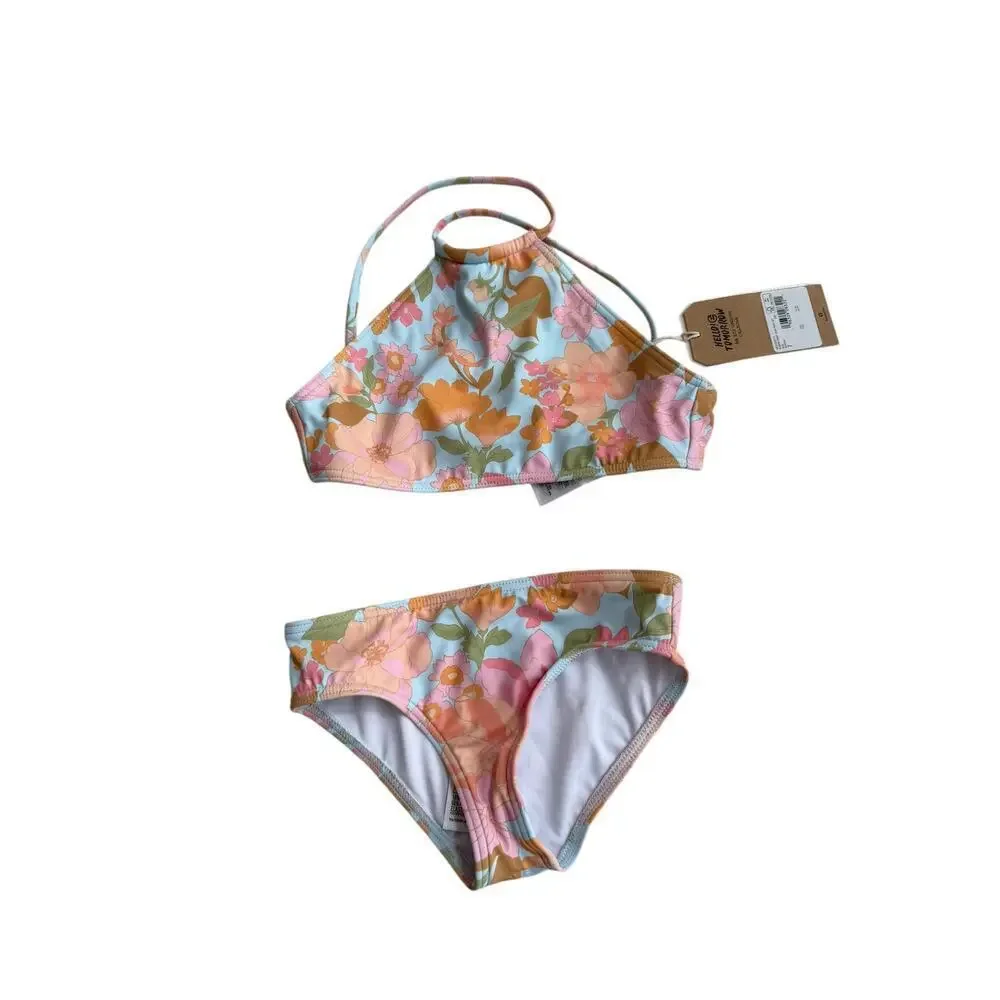Billabong Girls Multi Blown Away Volley High Neck Swim Set Size 7